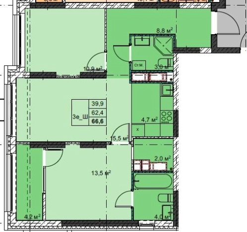 Купить трехкомнатную квартиру в ЖК Футурист в Владивостоке. Вариант № 1140751, 0, площадь -  квм, цена 17395920 рублей