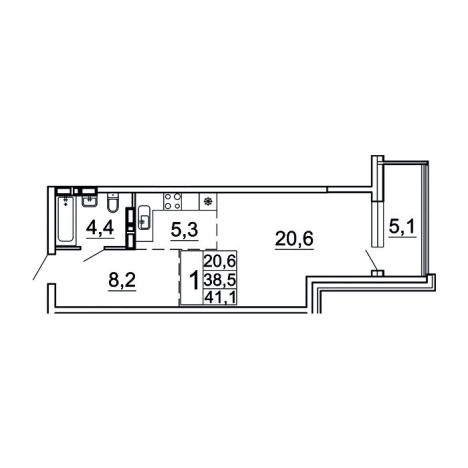 Купить однокомнатную квартиру в новостройках на улице Лесная в Владивостоке. Вариант № 9416809, 0, площадь -  квм, цена 8820410 рублей