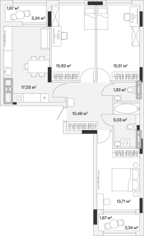 Купить трехкомнатную квартиру в новостройках в районе Центральный в Калининграде. Вариант № 100797, 0, площадь -  квм, цена 12002631 рублей