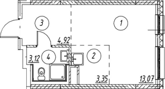 Купить Студию в Мурине. Вариант № 7253237, 0, площадь -  квм, цена 5447756 рублей