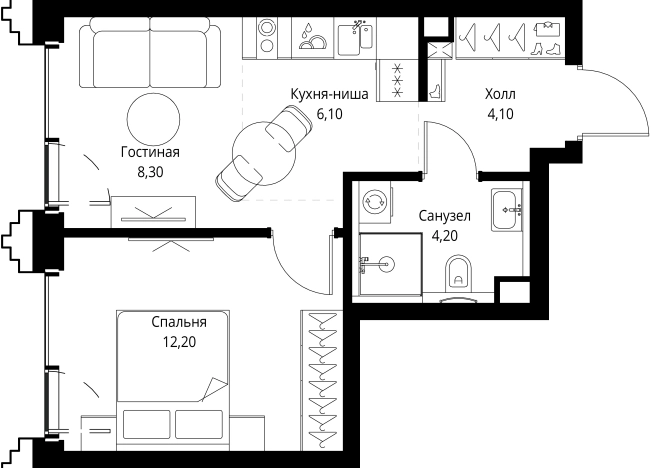 Купить однокомнатную квартиру в новостройках у метро Давыдково в Москве. Вариант № 10349368, 0, площадь - квм, цена 24813900 рублей