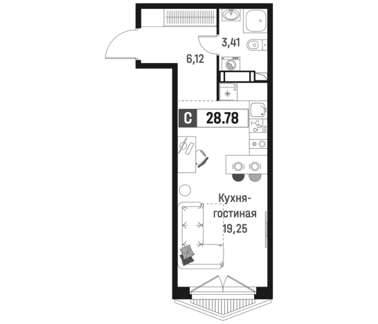 Купить Студию у метро Девяткино в Мурине. Вариант № 6867145, 0, площадь -  квм, цена 5570128 рублей