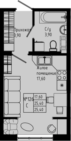 Купить Студию на улице Железнодорожная в Коммунаре. Вариант № 8472700, 0, площадь -  квм, цена 3048000 рублей