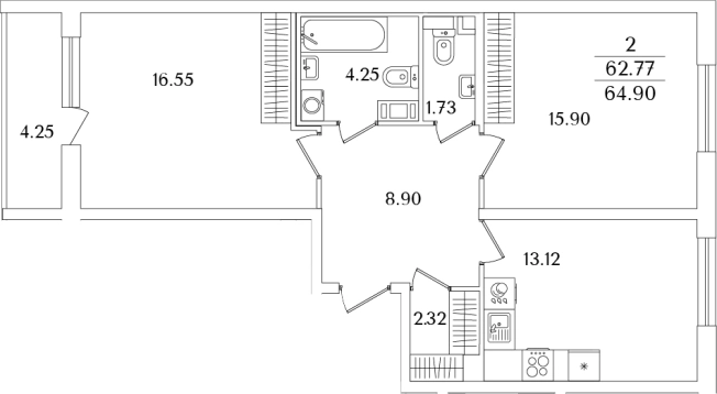 Купить двухкомнатную квартиру в районе исторический  Сосновая Поляна в Санкт-Петербурге. Вариант № 6713012, 0, площадь -  квм, цена 20084987 рублей