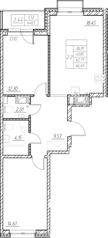 Купить трехкомнатную квартиру в ЖК RESPECT в Санкт-Петербурге. Вариант № 6058159, 0, площадь -  квм, цена 21769442 рублей