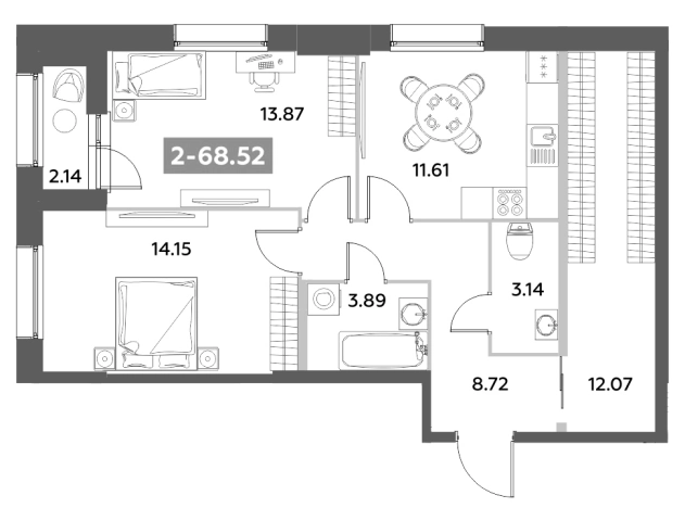 Купить двухкомнатную квартиру в новостройках у метро Звёздная в Санкт-Петербурге. Вариант № 6216981, 0, площадь -  квм, цена 21744300 рублей