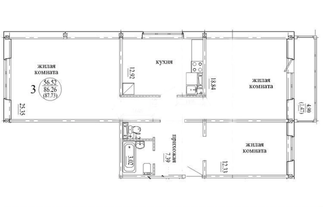 Купить трехкомнатную квартиру в Новосибирске. Вариант № 9154243, 25, площадь -  квм, цена 6900000 рублей