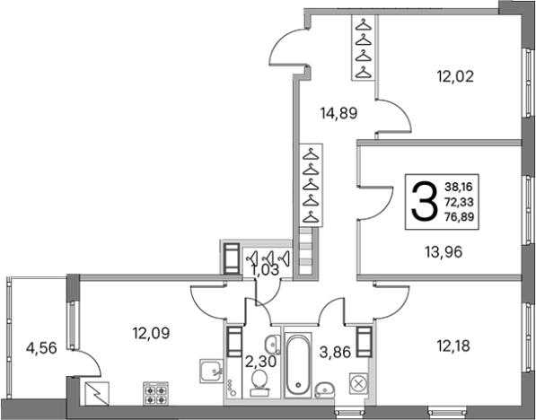 Купить трехкомнатную квартиру в ЖК ЮгТаун. Олимпийские кварталы в Санкт-Петербурге. Вариант № 7832319, 0, площадь -  квм, цена 16498473 рублей