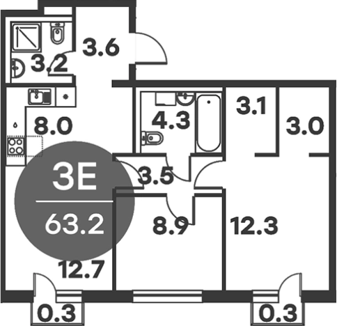 Купить трехкомнатную квартиру в Одинцове. Вариант № 157346, 0, площадь -  квм, цена 9732168 рублей