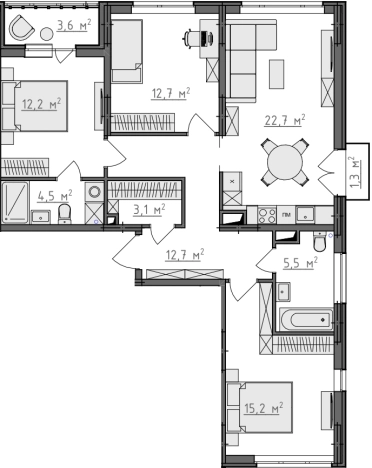 Купить трехкомнатную квартиру в ЖК Квартал Новаторов в Владимире. Вариант № 156216, 0, площадь -  квм, цена 9532950 рублей