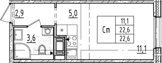 Купить Студию в новостройках у метро Ладожская в Санкт-Петербурге. Вариант № 6244326, 0, площадь -  квм, цена 8093760 рублей