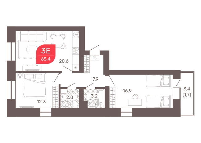 Купить квартиру на улице Георгия Костина в Чите. Вариант № 9303975, 0, площадь -  квм, цена 10137000 рублей