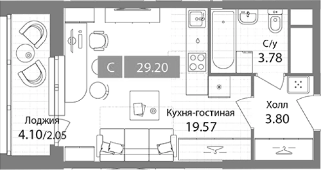 Купить Студию в Химках. Вариант № 86167, 0, площадь -  квм, цена 9438833 рублей