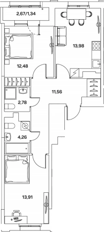 Купить двухкомнатную квартиру в районе Нижегородский в Москве. Вариант № 3572727, 0, площадь -  квм, цена 18769678 рублей