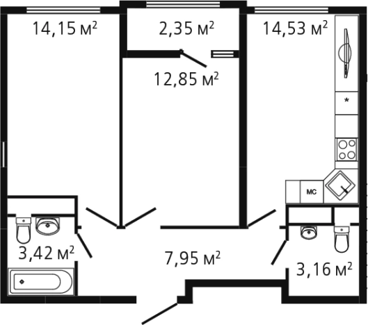 Купить двухкомнатную квартиру на улице Генерала Дьяконова в Химках. Вариант № 142869, 0, площадь -  квм, цена 11734275 рублей
