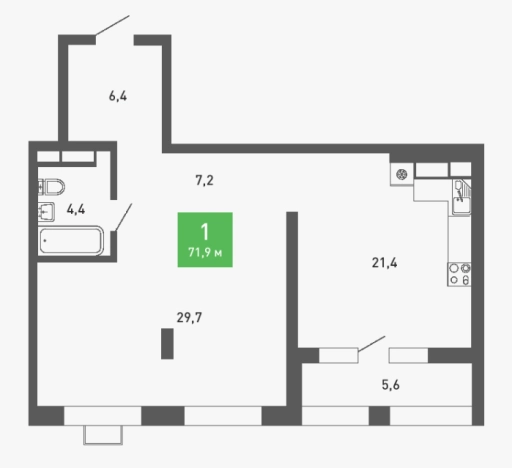 . Вариант № 141036, 0, площадь - 71.9 квм, цена 9358344 рублей
