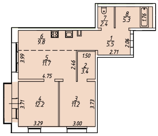Купить квартиру в ЖК Стрижи Сити в Иркутске. Вариант № 78115, 0, площадь -  квм, цена 10651200 рублей