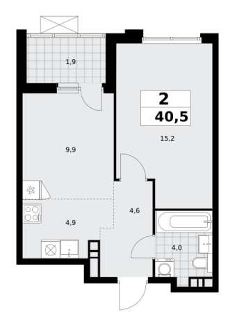 . Вариант № 1006934, 0, площадь - 40.5 квм, цена 14360895 рублей