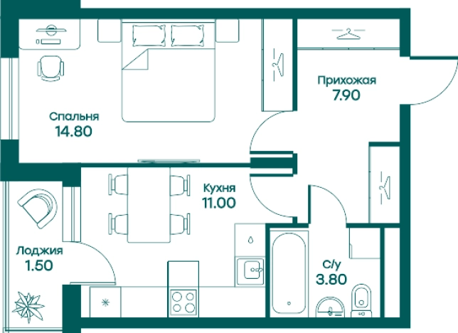 Купить однокомнатную квартиру в Одинцове. Вариант № 83806, 0, площадь -  квм, цена 8420763 рублей