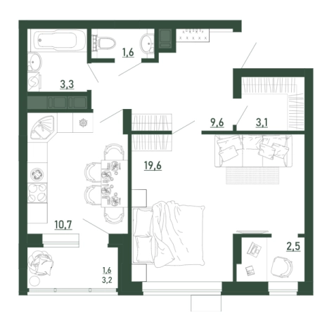 Купить однокомнатную квартиру на улице бульвар Содружества в Воронеже. Вариант № 101968, 0, площадь -  квм, цена 6986200 рублей