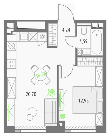 Купить однокомнатную квартиру у метро Бутырская  в Москве. Вариант № 151205, 0, площадь -  квм, цена 25721790 рублей