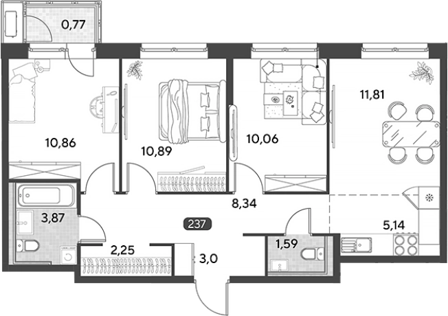 Купить многокомнатную квартиру в Калужской области. Вариант № 121871, 0, площадь - квм, цена 6761165 рублей