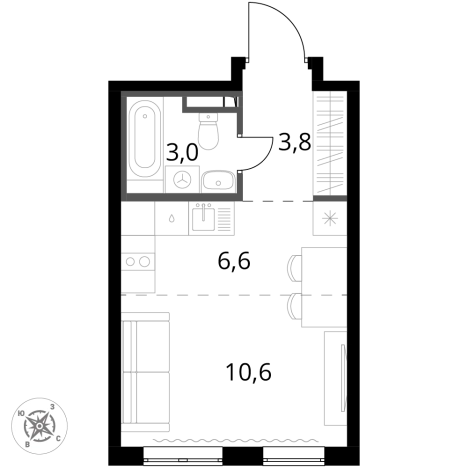 Купить однокомнатную квартиру у метро Битца в Видном. Вариант № 9949595, 0, площадь -  квм, цена 8431200 рублей
