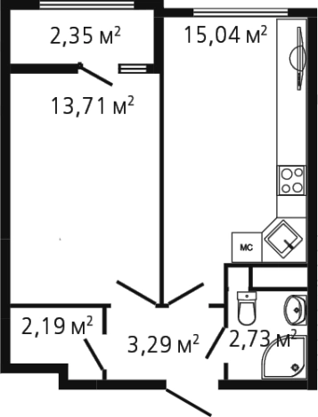 Купить однокомнатную квартиру в ЖК Миниполис Рафинад в Химках. Вариант № 142868, 0, площадь -  квм, цена 9484334 рублей