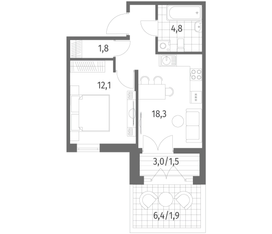 Купить однокомнатную квартиру в Ленинградской области. Вариант № 5257878, 0, площадь -  квм, цена 7289000 рублей