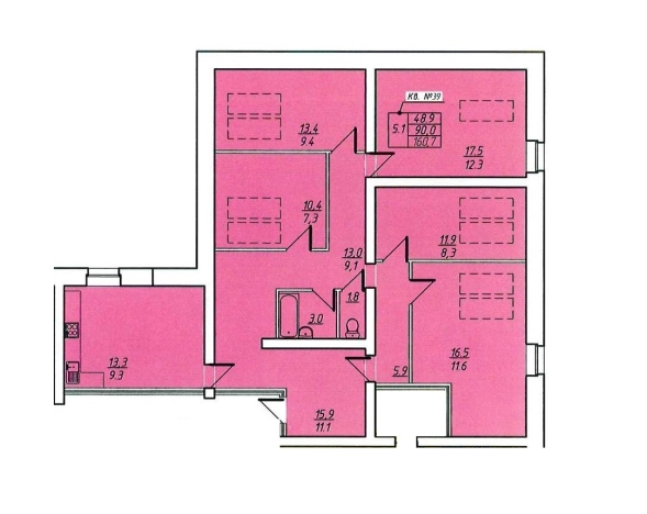 Купить четырехкомнатную квартиру в Вологде. Вариант № 75241, 0, площадь -  квм, цена 17859500 рублей