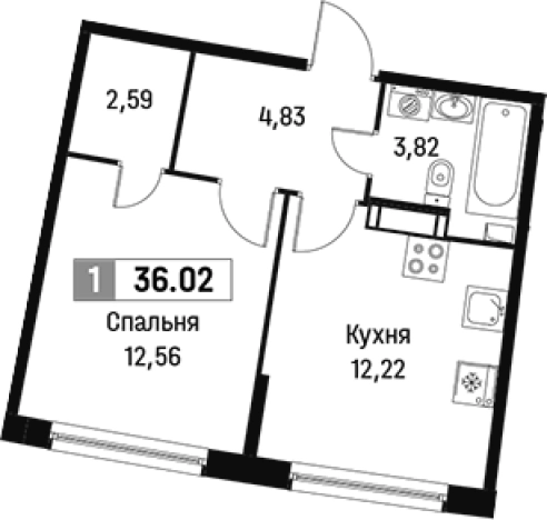Купить однокомнатную квартиру в ЖК Авиатор в Мурине. Вариант № 6212036, 0, площадь -  квм, цена 6194229 рублей