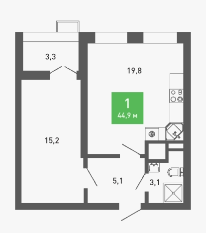 Купить однокомнатную квартиру на улице Остужева в Воронеже. Вариант № 141033, 1, площадь -  квм, цена 6137088 рублей