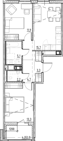 Купить трехкомнатную квартиру в ЖК Янила Forest в Ленинградской области. Вариант № 7838447, 0, площадь -  квм, цена 8960710 рублей