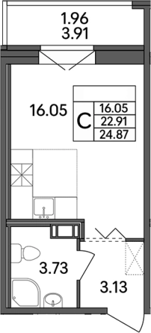 Купить Студию у метро Парнас в Ленинградской области. Вариант № 7601310, 0, площадь -  квм, цена 3456930 рублей