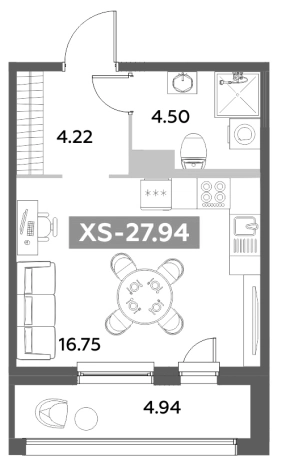 Купить Студию в ЖК Аквилон Leaves в Санкт-Петербурге. Вариант № 6217191, 0, площадь -  квм, цена 9448041 рублей