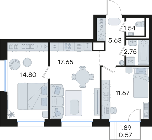 Купить двухкомнатную квартиру в ЖК GloraX Premium Гребной Канал в Нижнем Новгороде. Вариант № 9337103, 0, площадь -  квм, цена 15391890 рублей