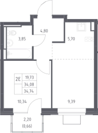 Купить однокомнатную квартиру у метро Котельники в Лыткарине. Вариант № 2640378, 0, площадь -  квм, цена 7227588 рублей