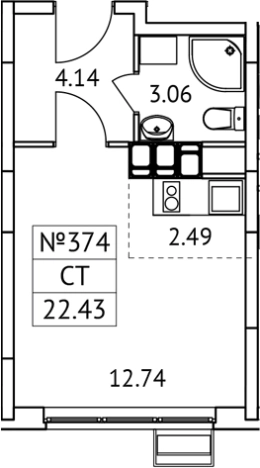 Купить Студию в Микрорайоне Птицефабрика, посёлок городского типа Томилино в Московской области. Вариант № 127715, 0, площадь -  квм, цена 5361740 рублей