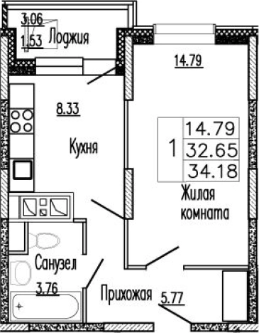 Купить однокомнатную квартиру в Хотькове. Вариант № 139354, 0, площадь -  квм, цена 4375040 рублей