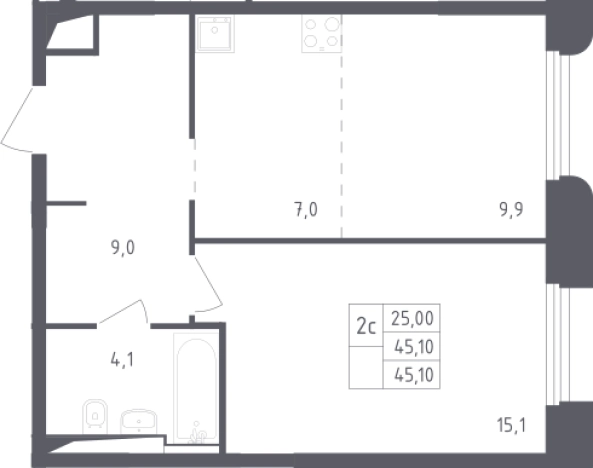 Купить двухкомнатную квартиру в Одинцове. Вариант № 3544508, 0, площадь -  квм, цена 15988401 рублей