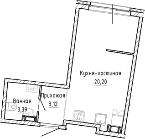 Купить Студию в новостройках в Мурине. Вариант № 8928658, 0, площадь -  квм, цена 5241466 рублей