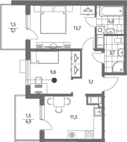 . Вариант № 7265880, 0, площадь - 47.8 квм, цена 22466000 рублей