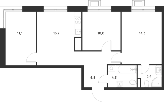 Купить трехкомнатную квартиру на улице Разведчика Дейча в Москве. Вариант № 10013512, 0, площадь -  квм, цена 24138150 рублей