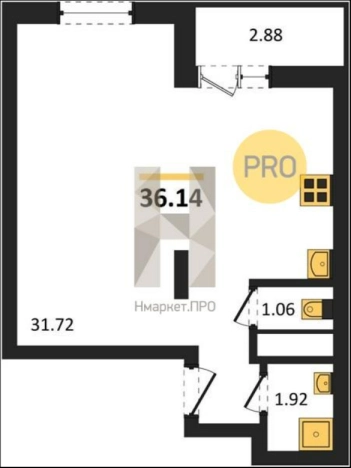 Купить Студию в районе Коминтерновский в Воронеже. Вариант № 3415008, 0, площадь - квм, цена 4972864 рублей