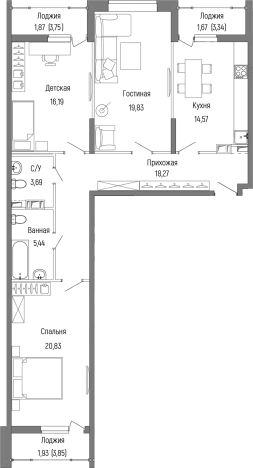 Купить трехкомнатную квартиру в ЖК Riga Hills (Рига Хиллс) в Московской области. Вариант № 140330, 0, площадь -  квм, цена 18999200 рублей