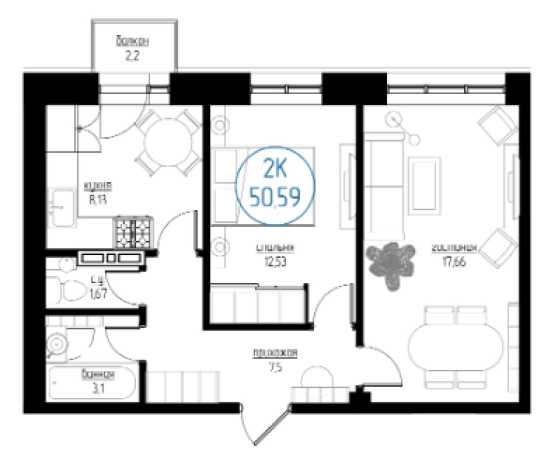 Купить двухкомнатную квартиру на улице Профсоюзная в Иркутске. Вариант № 82547, 0, площадь -  квм, цена 4435000 рублей
