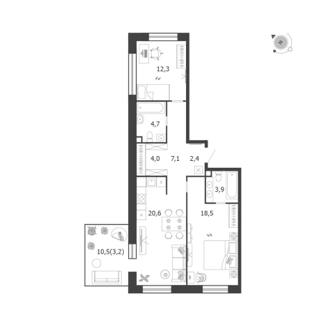 Купить двухкомнатную квартиру в ЖК Shagal в Москве. Вариант № 164692, 0, площадь -  квм, цена 38567709 рублей