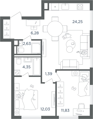 Купить двухкомнатную квартиру в районе Печатники в Москве. Вариант № 3995257, 0, площадь -  квм, цена 25100862 рублей