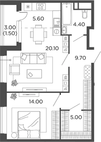 Купить квартиру у метро Филатов луг в Москве. Вариант № 133972, 0, площадь -  квм, цена 13317737 рублей