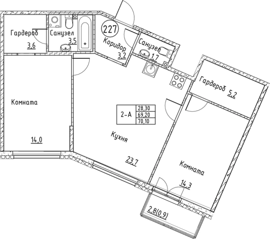 Купить трехкомнатную квартиру в Ленинградской области. Вариант № 6829830, 0, площадь - квм, цена 13119215 рублей